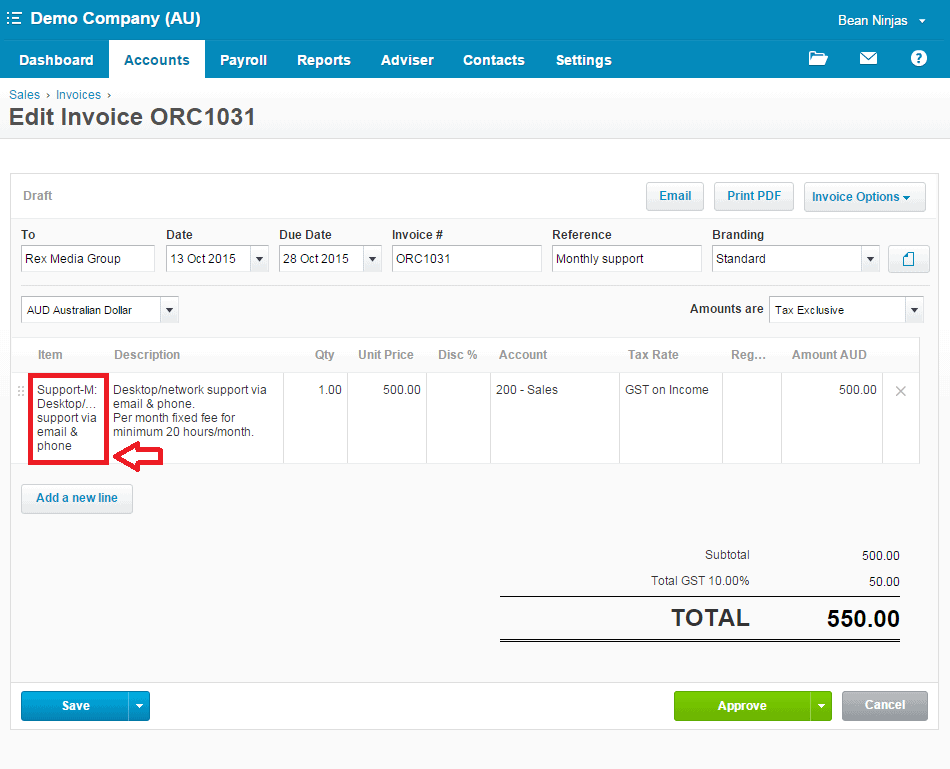 xero invoicing accounting