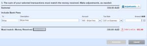 Adjustment botton in bank fees