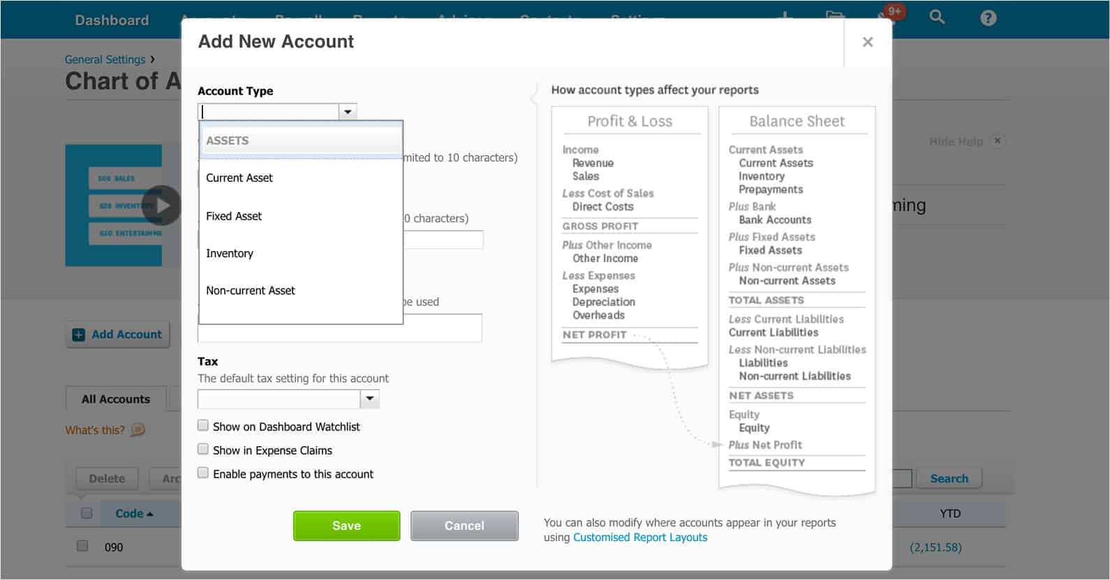 Xero Default Chart Of Accounts List