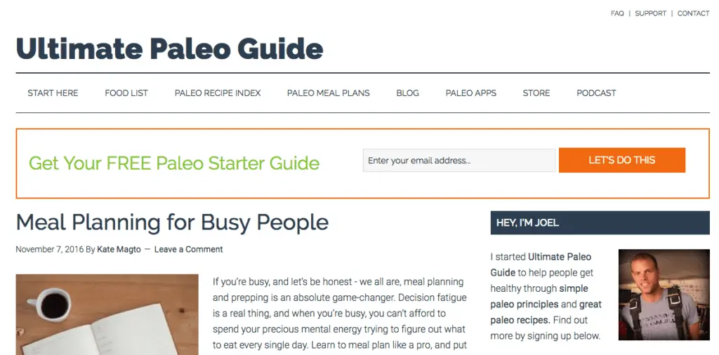 Ultimate paleo guide landing page