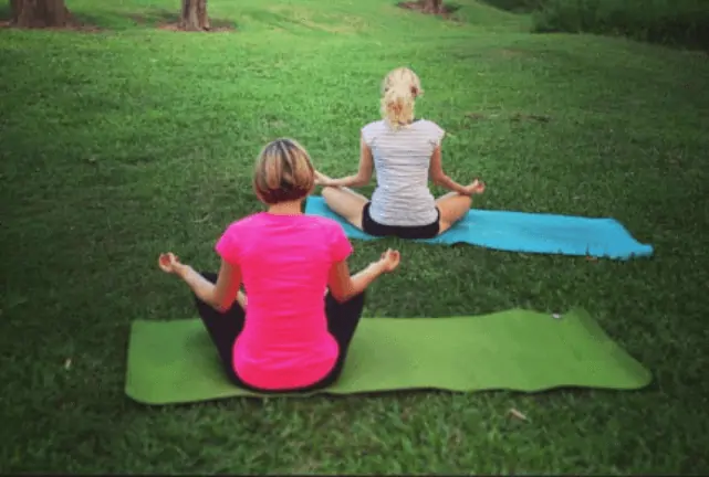 Fiona doing yoga