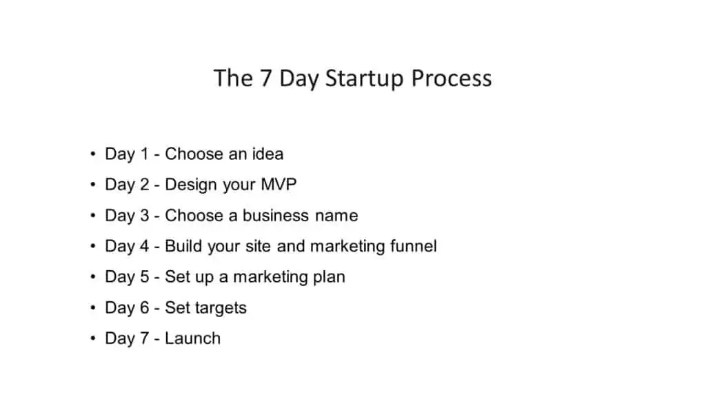 7 day startup process