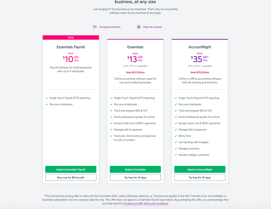 MYOB Pricing