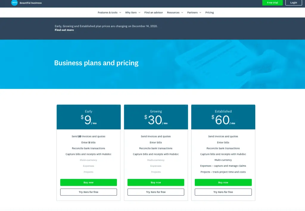 Xero Pricing