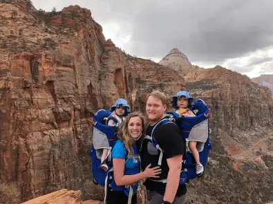 Photo of Morgan Hurst and her family hiking in the mountains