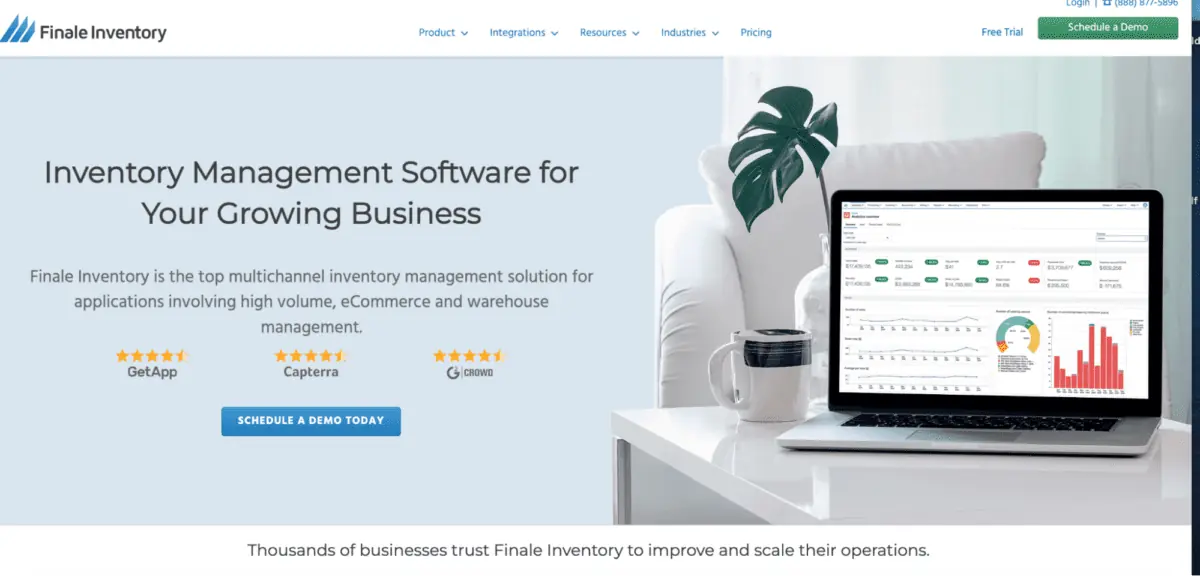 Finale inventory landing page