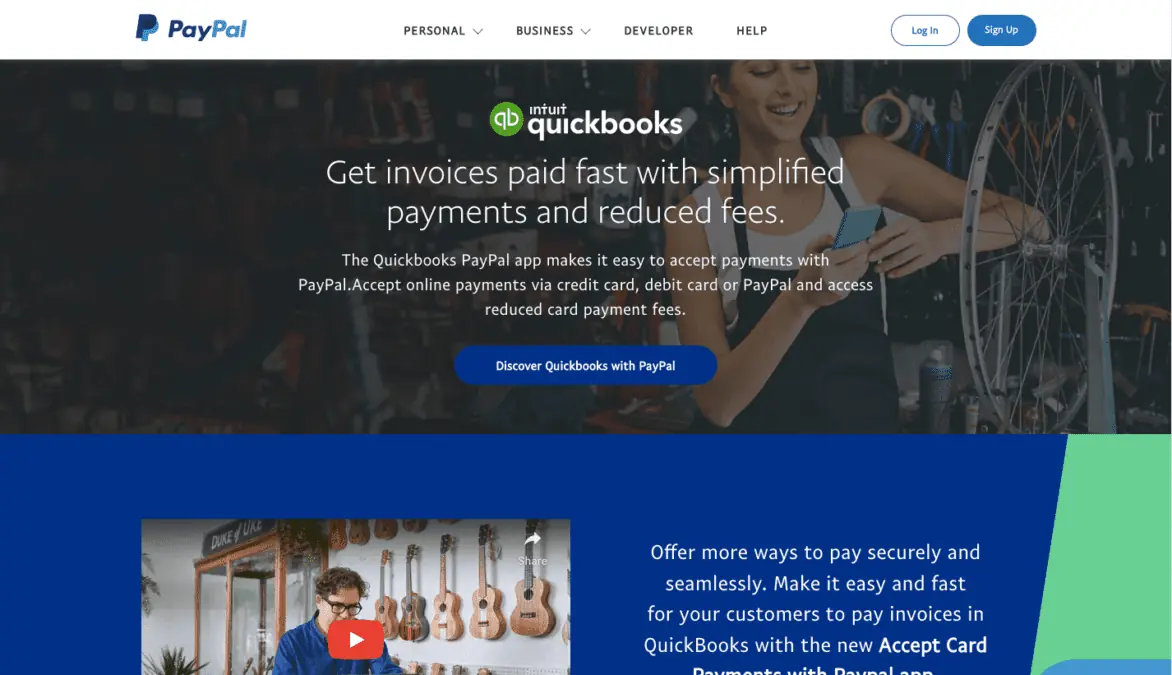 Paypal landing page