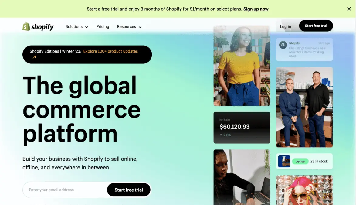 Shopify landing page platform